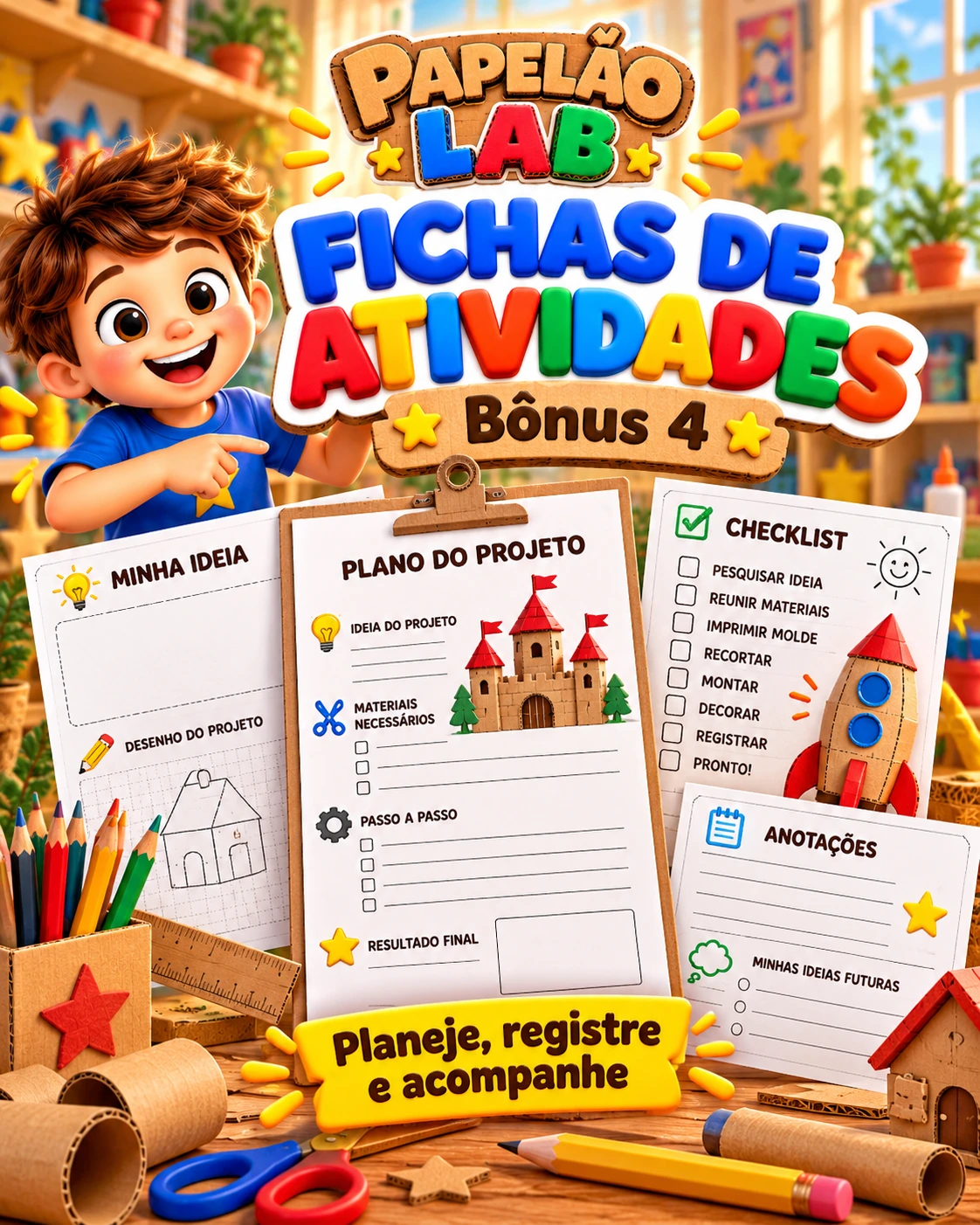 Arte individual ilustrativa do bônus 4: Fichas de projeto